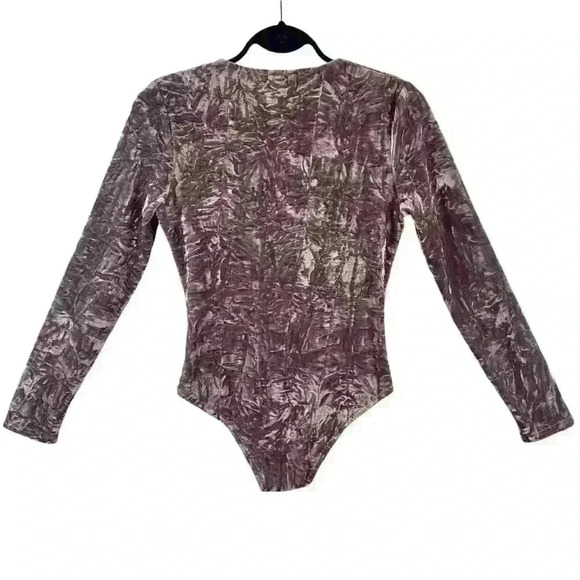 Makers of Dreams Velvet Bodysuit M, Plunge Neck, Twist Front, Boho Chic Sexy Top - Picture 2 of 16